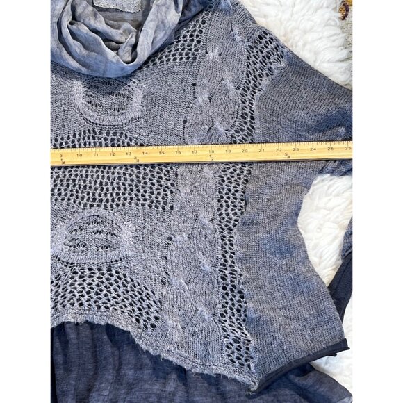 Lace The Label Sweater Mohair Med Blue Lagenlook Cowl Neck Roll Tab Layered - Picture 6 of 14